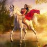 Картина девушка на лошади