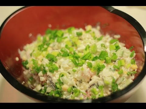 Видео рецепты. Салат с сёмгой. Рецепт рыбного салата.